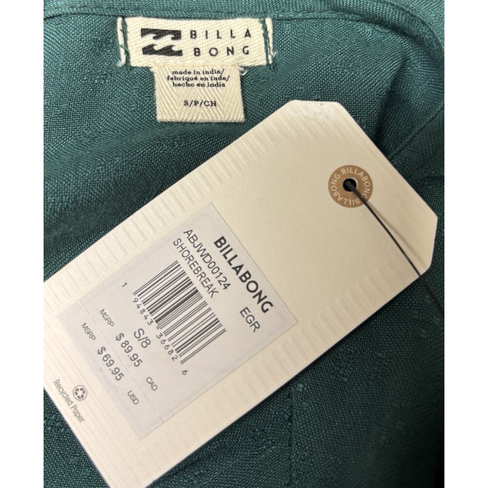 Billabong Wrap Dress Small S Green Short Sleeve V-Neck Women Shorebreak New - Picture 7 of 10